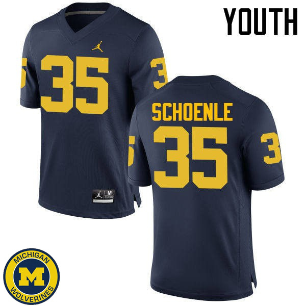 Youth Michigan Wolverines #35 Nate Schoenle Navy College Game Jersey